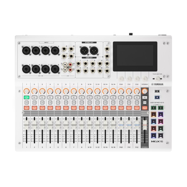 Yamaha MGX16V 16-Channel Digital Mixer with Multi-track USB and Video, White - Top