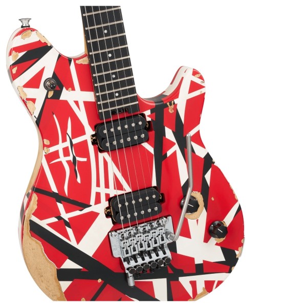 EVH Limited Edition Wolfgang Special Striped Series, Red, Black, and White, Aged - hardware