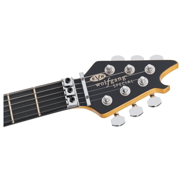 EVH Limited Edition Wolfgang Special Striped Series, Red, Black, and White, Aged - headstock