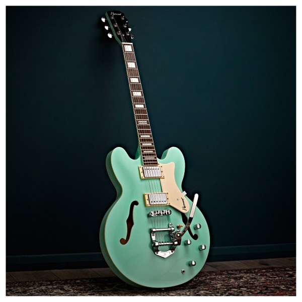Hartwood Revival Vibrato Semi Acoustic Guitar, Jade Green