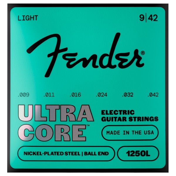 Fender 1250 Ultracore Guitar Strings, Nickel Plated Steel, Ball End, 1250L Gauges .009-.042, (6)