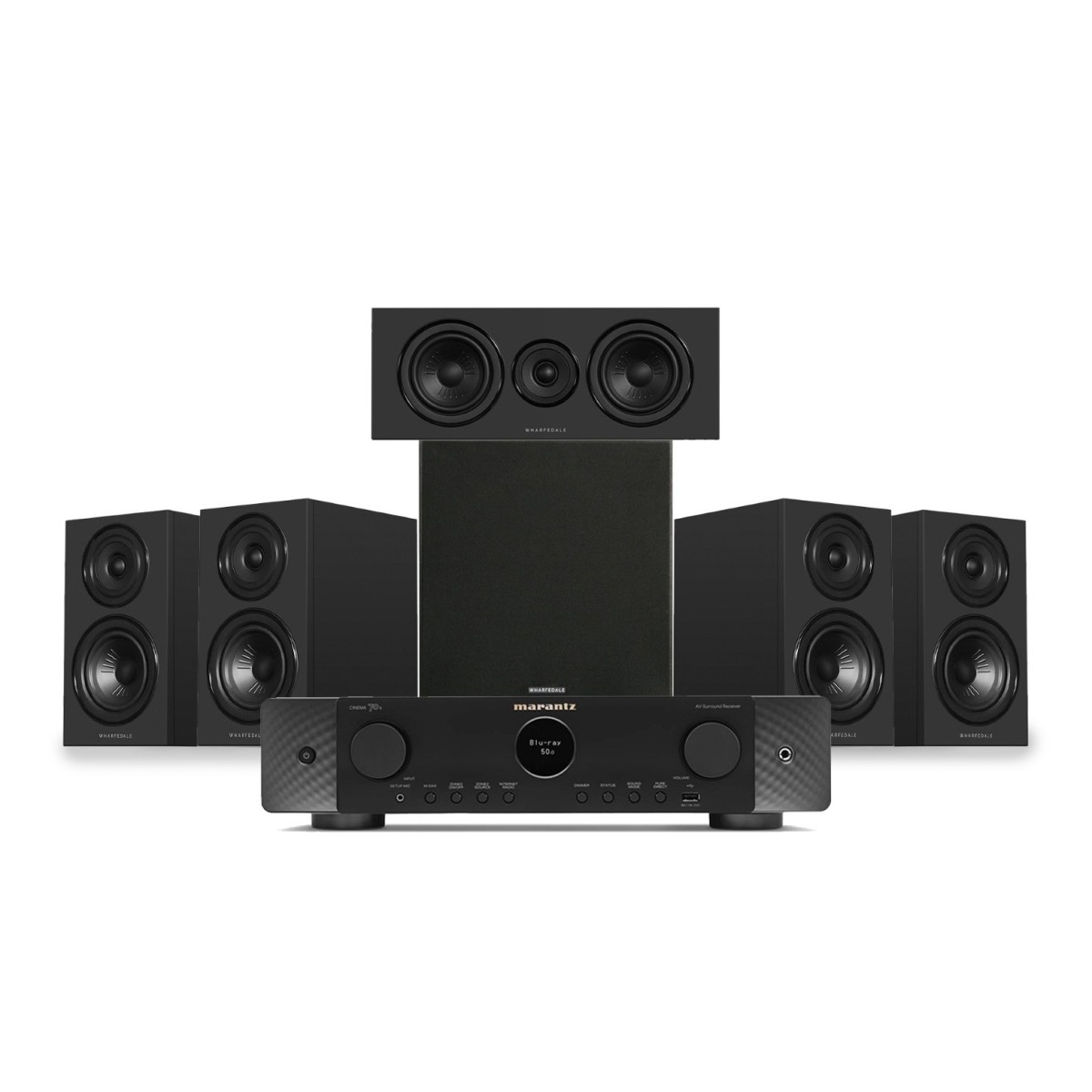 Marantz Cinema 70s Receiver & Wharfedale Diamond 12.1i 5.1 Package Black