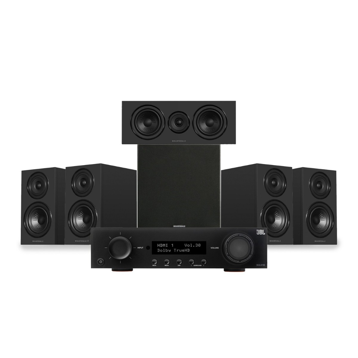 JBL MA310 AV Receiver & Wharfedale Diamond 12.1i 5.1 Package Black