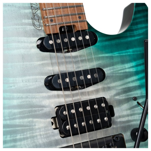 Cort Space G6TR Headless Guitar, Semi Gloss Lagoon - pickups
