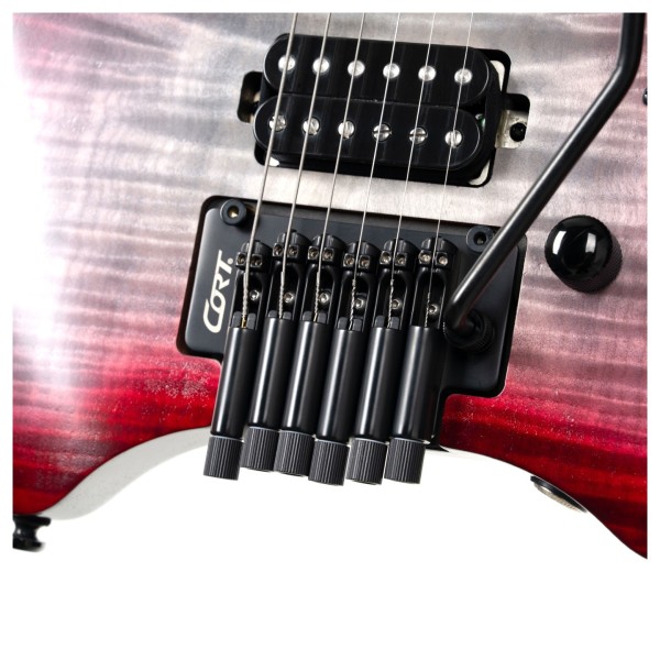 Cort Space G6MS Headless Guitar, Semi Gloss Lava - bridge