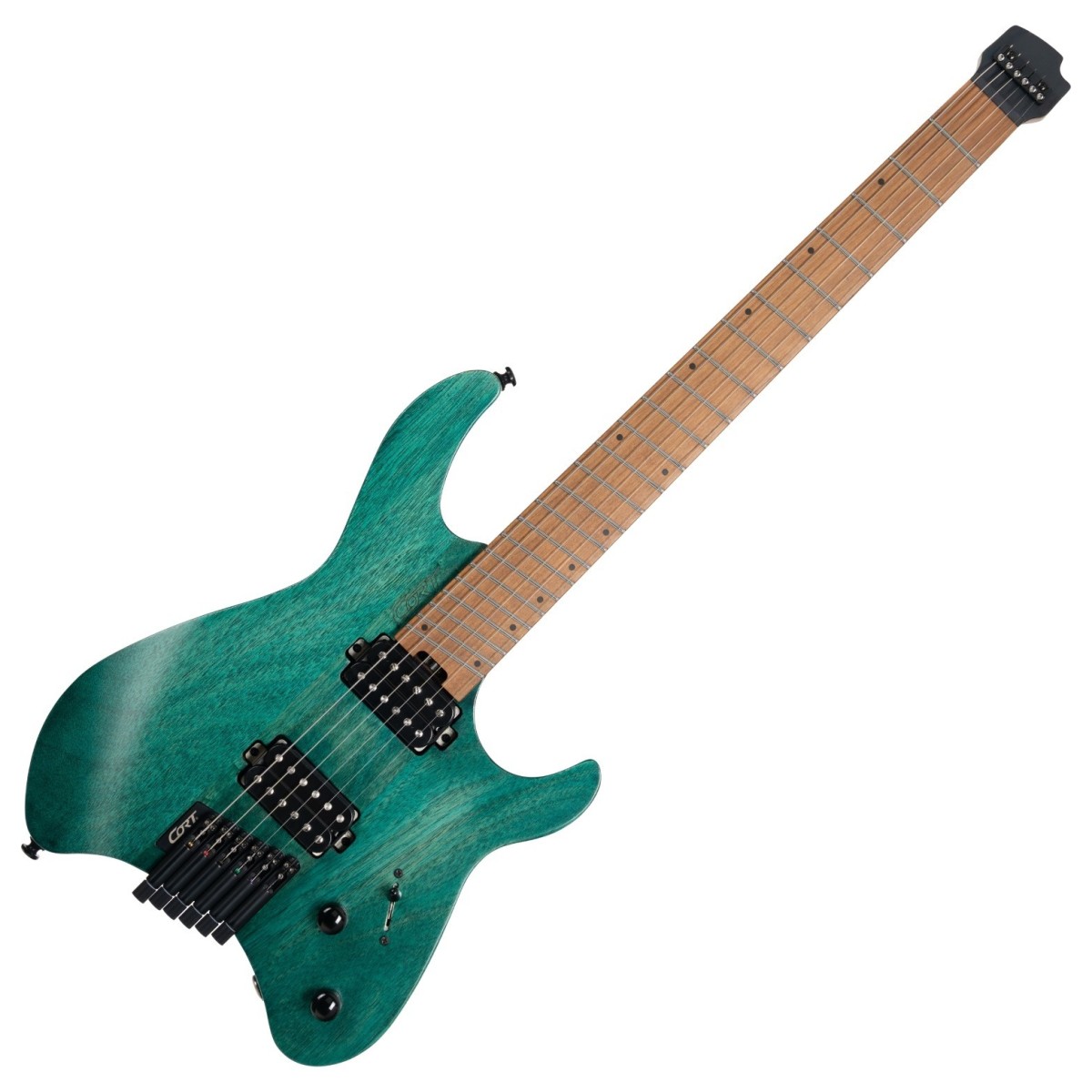 Click to view product details and reviews for Cort Space G6ms Headless Multiscale Guitar Semi Gloss Turquoise.