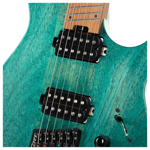 Cort Space G6MS Headless Multiscale Guitar, Semi Gloss Turquoise - pickups