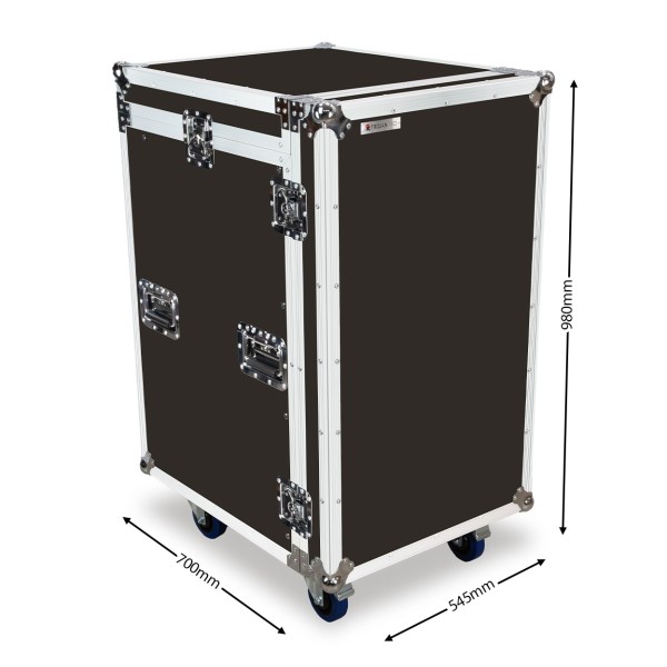 Trojan Pro 16U Heavy-Duty Wheeled Mixer Rack Flight Case