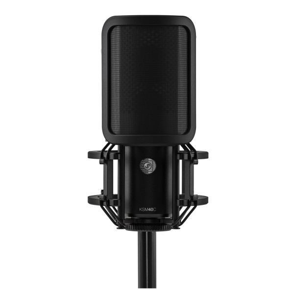 Shure KSM40C Large Diaphragm Condenser Microphone Bundle - Pop Shield, Front