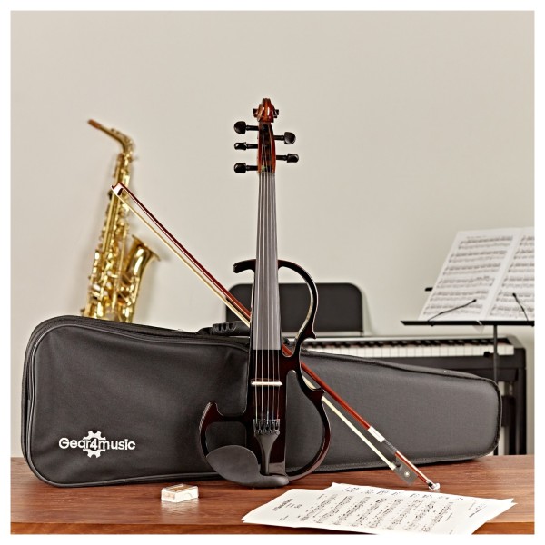 5 String Electric Violin by Gear4music, Trans Red