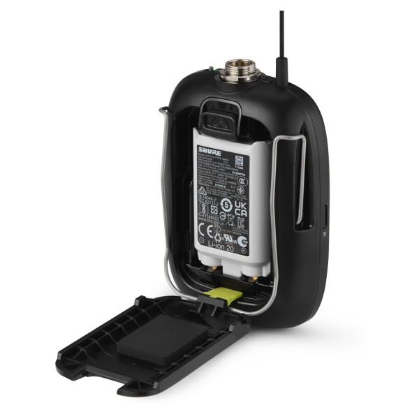 Shure SLXD1 Bodypack Transmitter Left Angle Battery