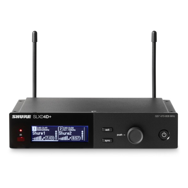 Shure SLXD4D Dual Wireless Receiver Top Angle