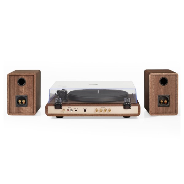 Crosley C65 Bluetooth Turntable with Speakers, Walnut - Rear