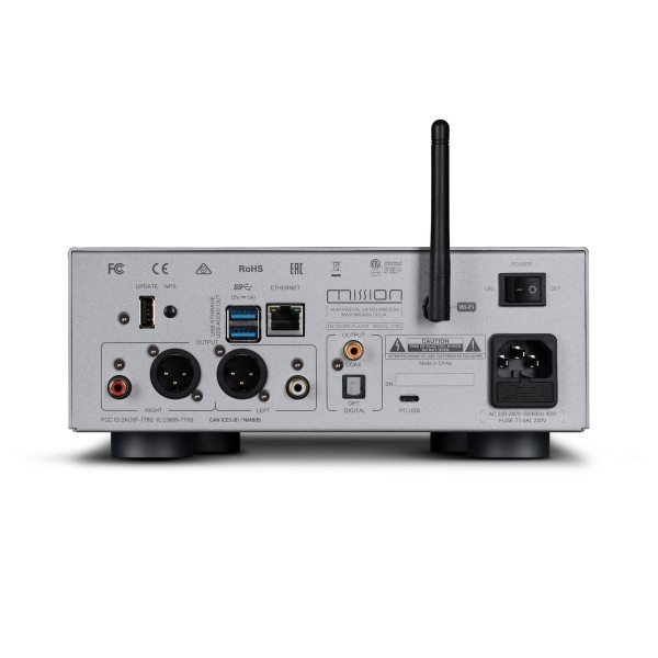 Mission 778S Network Music Streamer, Silver rear 