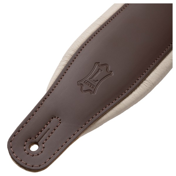 Levy's M26PD-BRN 3" Top Grain Leather Strap, Bark Brown on Cream - wide end