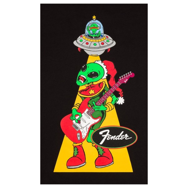 Fender Ugly Christmas Alien T-Shirt, Black, S - print