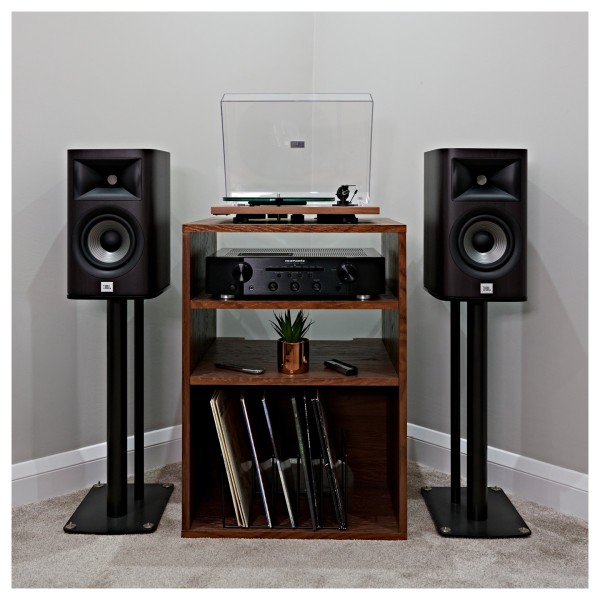 JBL Studio 630 Bookshelf Speakers (Pair), Dark Wood lifestyle 2 