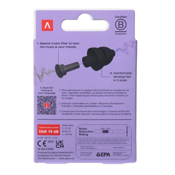 Alpine PartyPlug Earplugs, Black