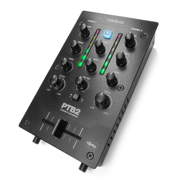 Reloop PTB-2 2 Channel DJ Mixer With Bluetooth - Angled 2