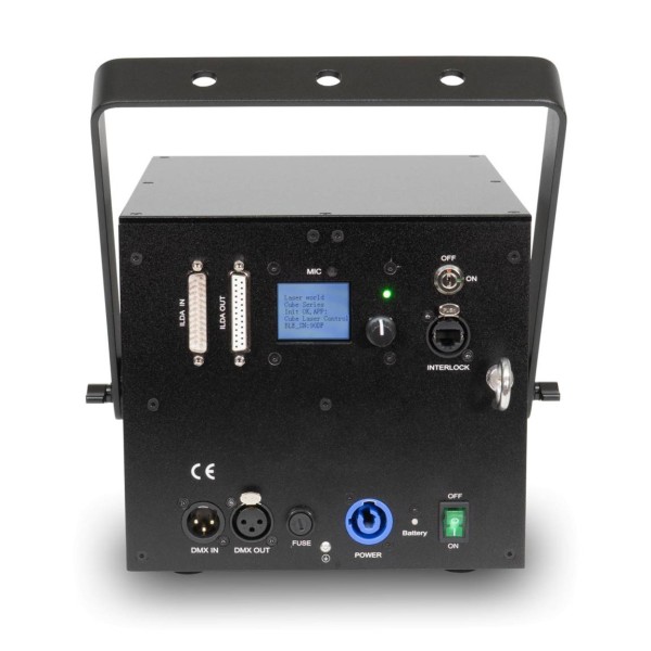 Laserworld CUBE 7 RGB Battery Powered Laser System with App Control - Rear Screen On