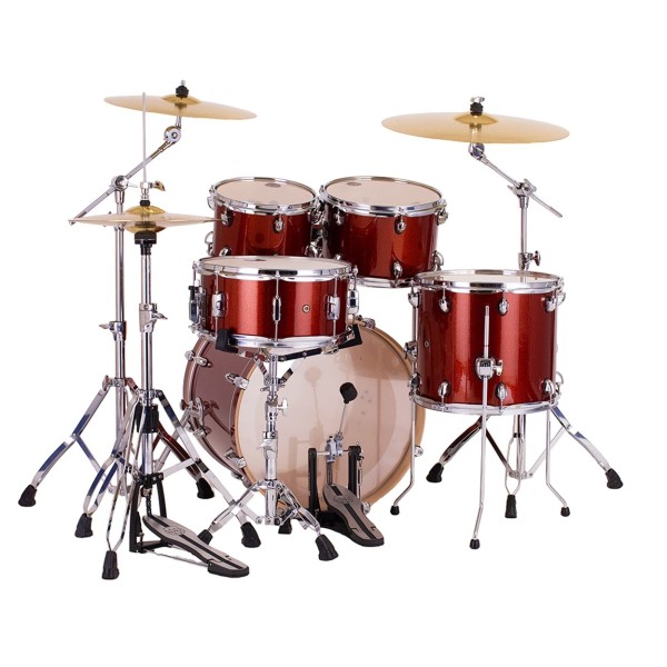 Mapex Mars Birch 20'' 5pc Fusion Drum Kit w/Cymbals, Blood Orange Sparkle