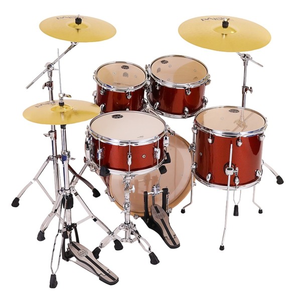 Mapex Mars Birch 20'' 5pc Fusion Drum Kit w/Cymbals, Blood Orange Sparkle