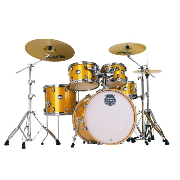 Mapex Mars Birch 20'' 5pc Fusion Drum Kit w/Cymbals, Sunflower Sparkle