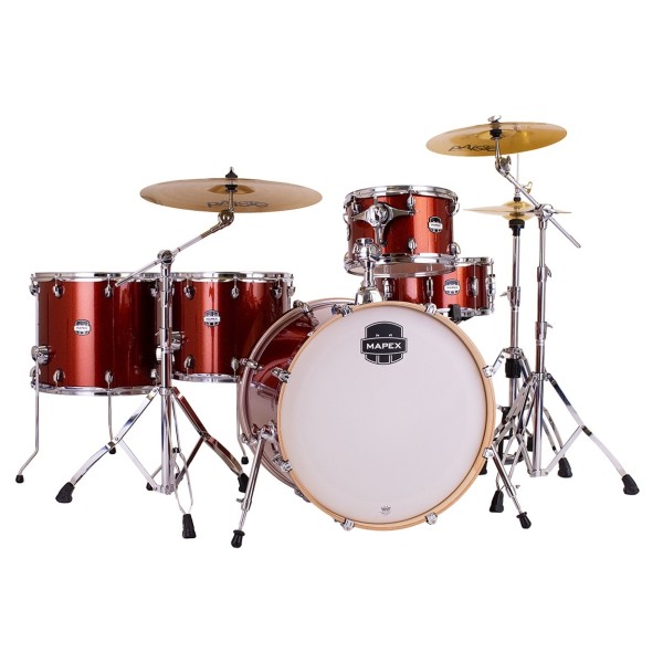 Mapex Mars Birch 22'' 5pc Crossover Drum Kit w/Cymbals, Blood Orange Sparkle