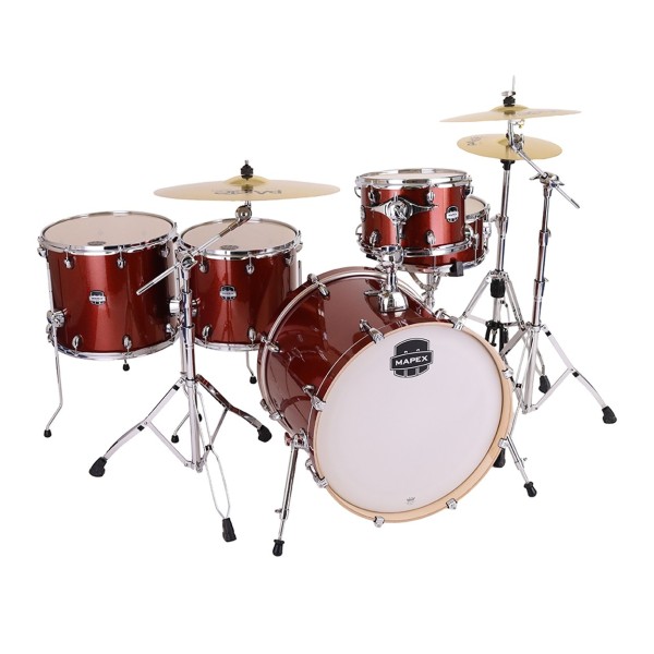 Mapex Mars Birch 22'' 5pc Crossover Drum Kit w/Cymbals, Blood Orange Sparkle