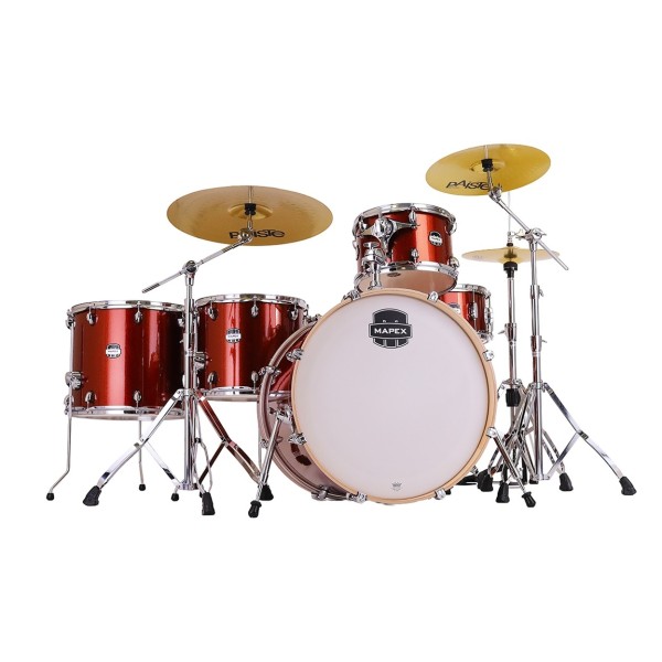 Mapex Mars Birch 22'' 5pc Crossover Drum Kit w/Cymbals, Blood Orange Sparkle