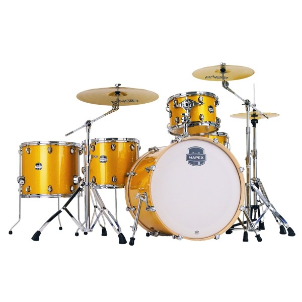 Mapex Mars Birch 22'' 5pc Crossover Drum Kit w/Cymbals, Sunflower Sparkle