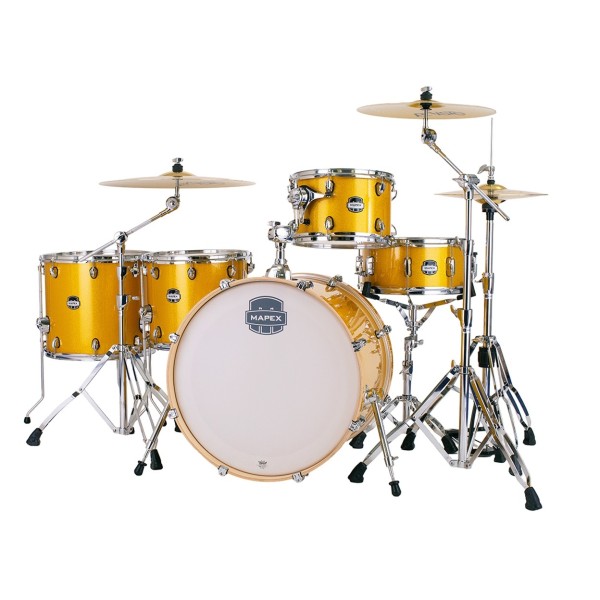 Mapex Mars Birch 22'' 5pc Crossover Drum Kit w/Cymbals, Sunflower Sparkle