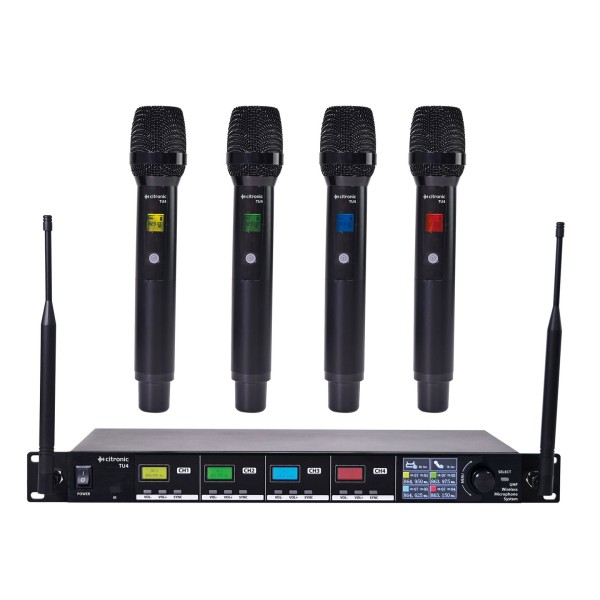 Citronic TU4 Quad Handheld Wireless Microphone System - Full