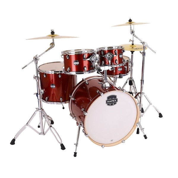 Mapex Mars Birch 22'' 5pc Drum Kit w/Cymbals, Blood Orange Sparkle
