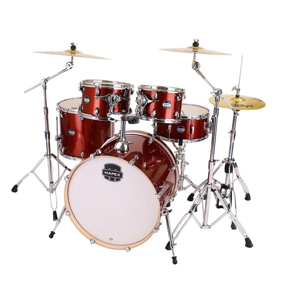 Mapex Mars Birch 22'' 5pc Drum Kit w/Cymbals, Blood Orange Sparkle