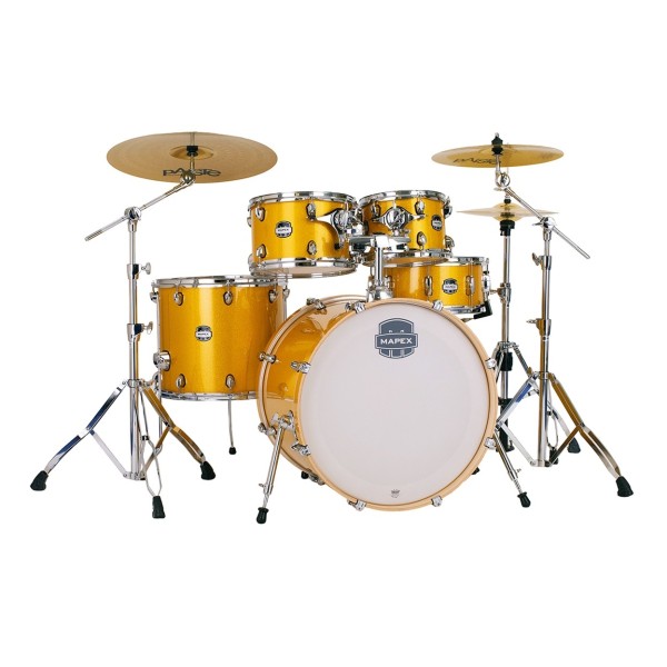 Mapex Mars Birch 22'' 5pc Drum Kit w/Cymbals, Sunflower Sparkle