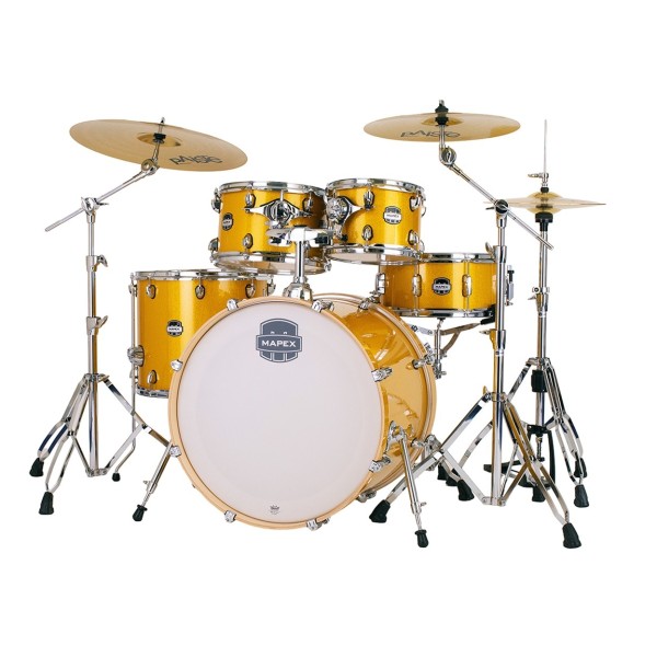 Mapex Mars Birch 22'' 5pc Drum Kit w/Cymbals, Sunflower Sparkle