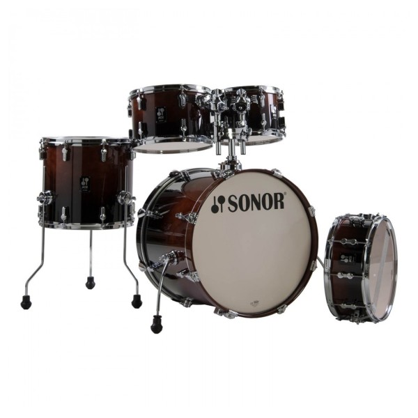 Sonor AQ2 20'' 5pc Drum Kit With Free Hardware & Throne, Brown Fade