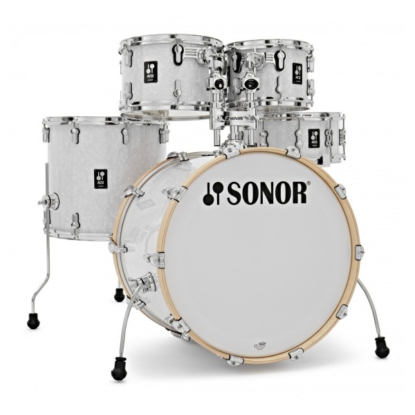 Sonor AQ2 22'' 5pc Drum Kit With Free Hardware & Throne, White Pearl