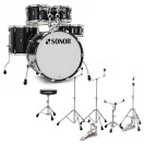Sonor AQ2 22'' 5pc Drum Kit With Hardware & Throne, Transparent Black