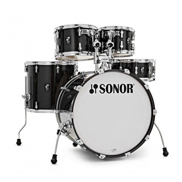 Sonor AQ2 22'' 5pc Drum Kit With Free Hardware & Throne, Transparent Black