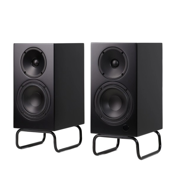 ELAC Designer Series Debut ConneX Adsum Active Bookshelf Speakers (Pair), Black - angle no grille
