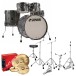 Sonor AQ2 22'' 5pc Complete Drum Kit With Free Hardware & Throne, Titanium Quartz