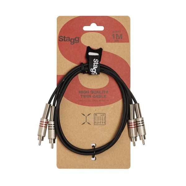 Stagg Twin RCA Phono to Phone Cable, 1m - Main