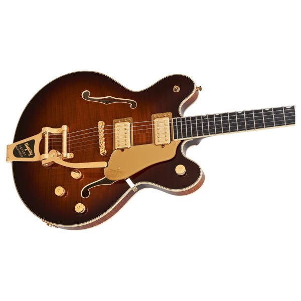 Gretsch Broadkaster LX Figured Center Block with String-Thru Bigsby and Gold Hardware, Havana Burst - body