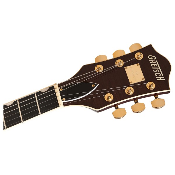 Gretsch Broadkaster LX Figured Center Block with String-Thru Bigsby and Gold Hardware, Havana Burst - headstock