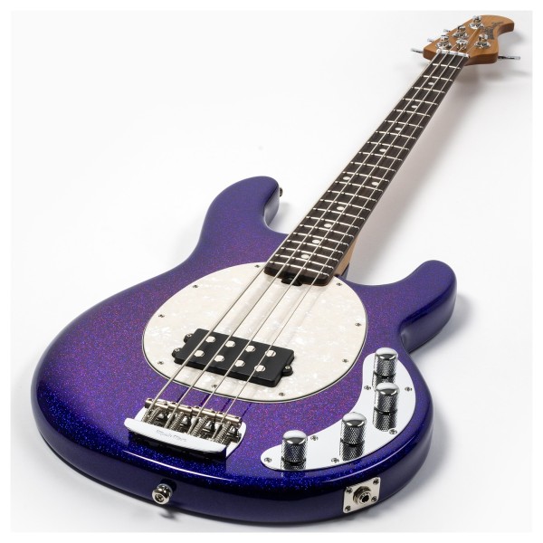 Music Man StingRay Special, Violet Sparkle Burst - angled shot