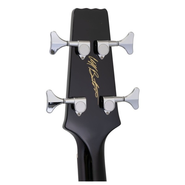 Aria SB CLB Cliff Burton Signature Bass, Black 'n Gold - back of headstock