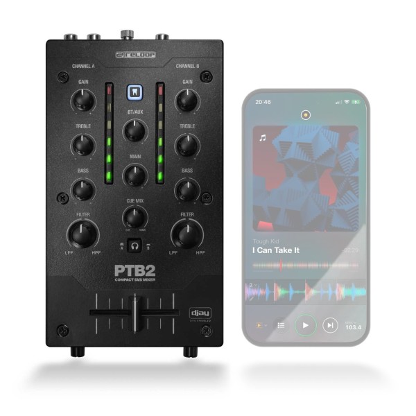 Reloop PTB-2 2 Channel DJ Mixer With Bluetooth - With Phone (Phone Not Included)