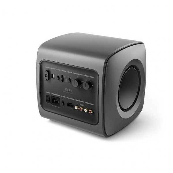 KEF KC62 Subwoofer, Titanium Grey - rear angle 